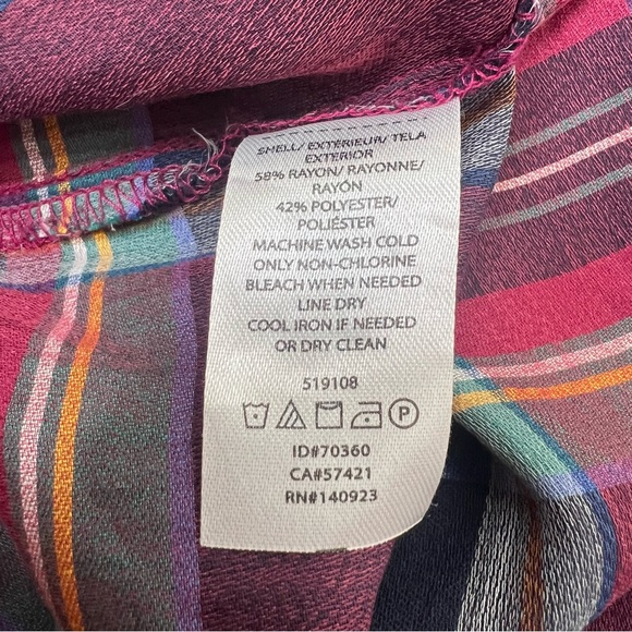 LOFT Burgundy Red Purple Colorful Plaid Sleeveless Top Plus Size 14 - Picture 7 of 11